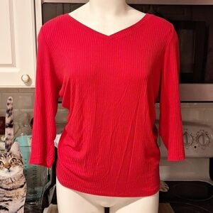 J womens Rachel Zoe casual solid pink 3/4 sleeve stretch plus size top 1X